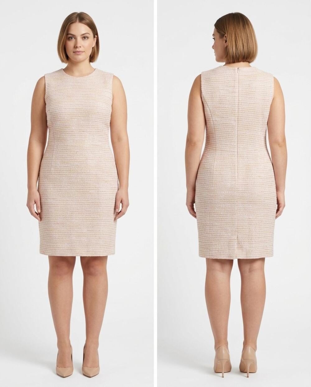 Barneys New York Silk Blend Tweed Knee Length Dress Women See Measurements